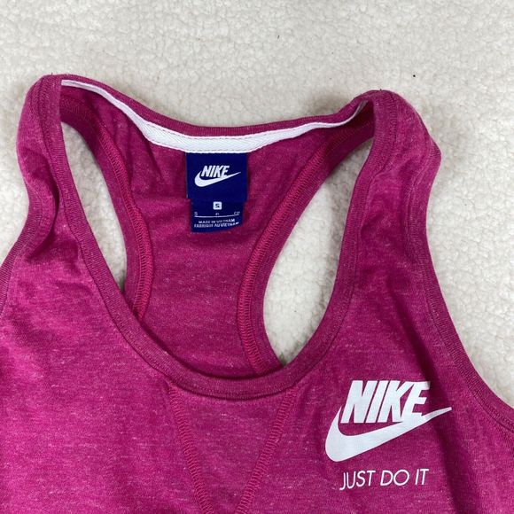Nike‎ Just Do It Women Pink Ribbed Racerback Tank Top Size Small - Picture 2 of 8